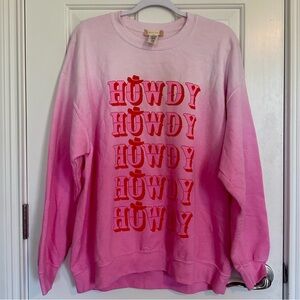 Altar'd State Pink Ombre Sweater with Red 'Howdy' Design